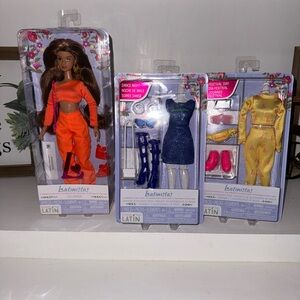 🔆Barbie Latin Fashionista Doll with Yellow and Blue Outfits